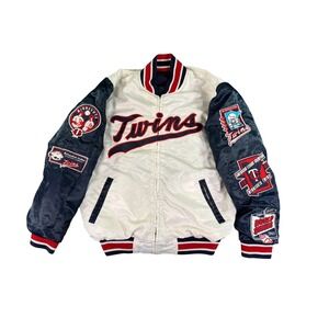 Vintage Minnesota Twins MLB Reversible Jacket Mens Medium Blue White Patches